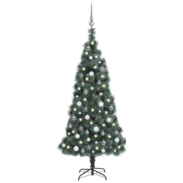 Árvore Natal artificial c/ luzes LED/bolas 150 cm PVC/PE verde