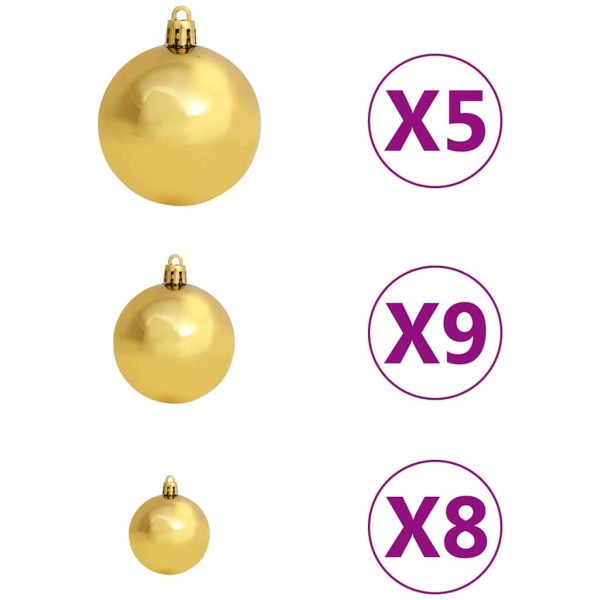 Árvore Natal artif. canto c/ luzes LED/bolas 150 cm PVC branco - Image 6