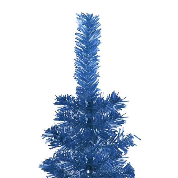 Árvore de Natal fina com luzes LED e bolas 210 cm azul - Image 4