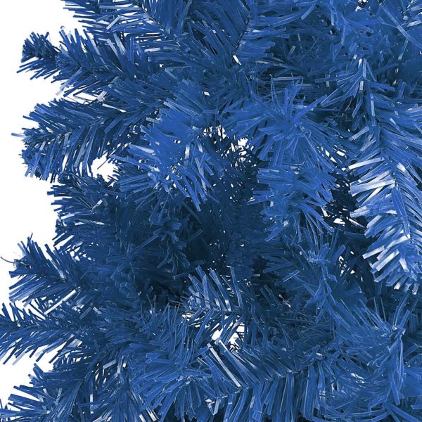 Árvore de Natal fina com luzes LED e bolas 210 cm azul - Image 5