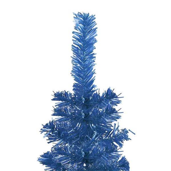 Árvore de Natal fina com luzes LED e bolas 210 cm azul - Image 3