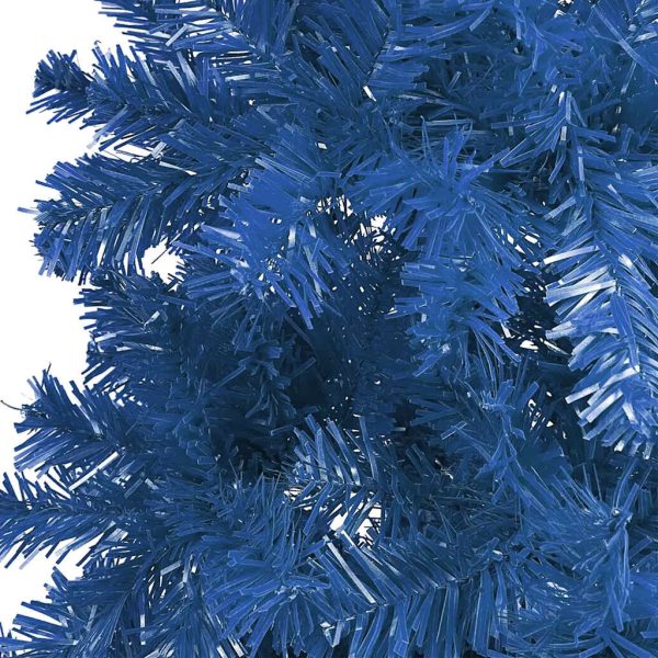 Árvore de Natal fina com luzes LED e bolas 210 cm azul - Image 4