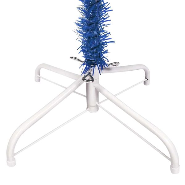Árvore de Natal fina com luzes LED e bolas 210 cm azul - Image 5