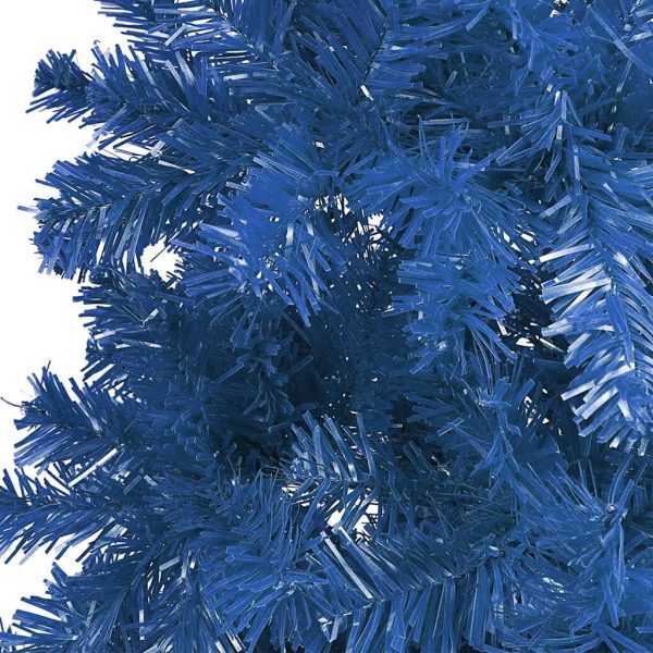 Árvore de Natal fina com luzes LED e bolas 210 cm azul - Image 4