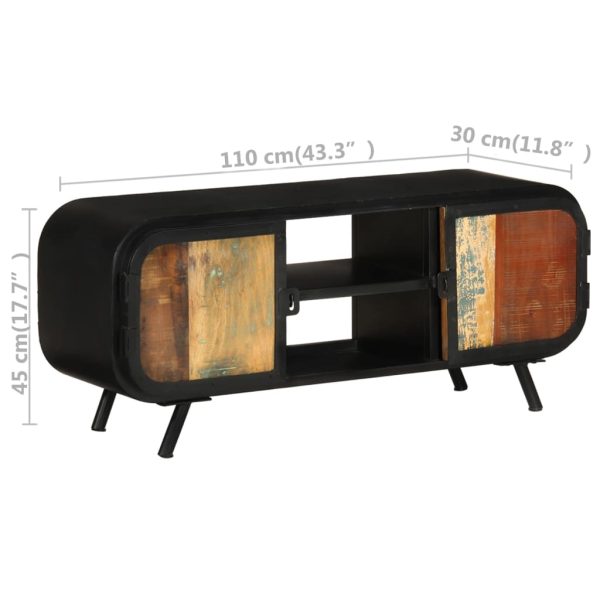 Móvel de TV 110x30x45 cm madeira recuperada maciça - Image 10