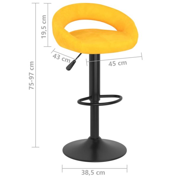 vidaXL Bancos de bar 2 pcs veludo amarelo mostarda - Image 8