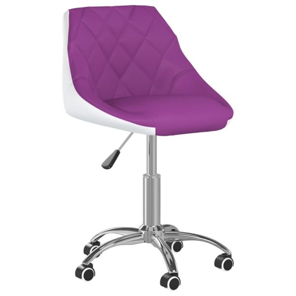 vidaXL Cadeira de escritório giratória couro artificial roxo e branco