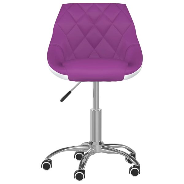 vidaXL Cadeira de escritório giratória couro artificial roxo e branco - Image 2