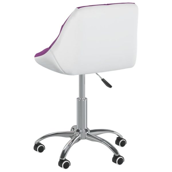 vidaXL Cadeira de escritório giratória couro artificial roxo e branco - Image 4