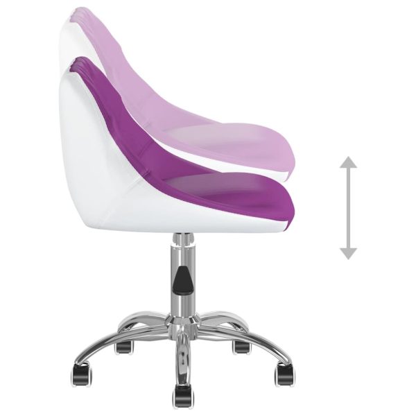 vidaXL Cadeira de escritório giratória couro artificial roxo e branco - Image 5