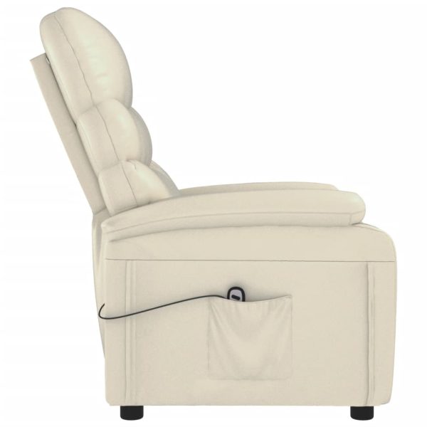 Poltrona reclinável elétrica couro artificial cor creme - Image 4
