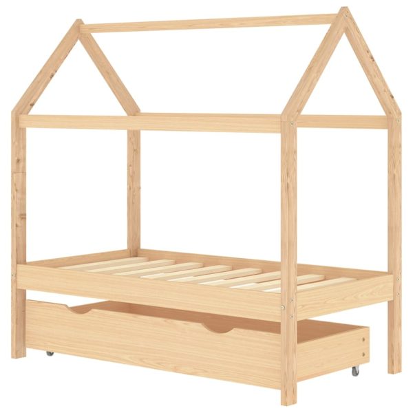Estrutura de cama para crianças c/ gaveta 70x140cm pinho maciço - Image 2