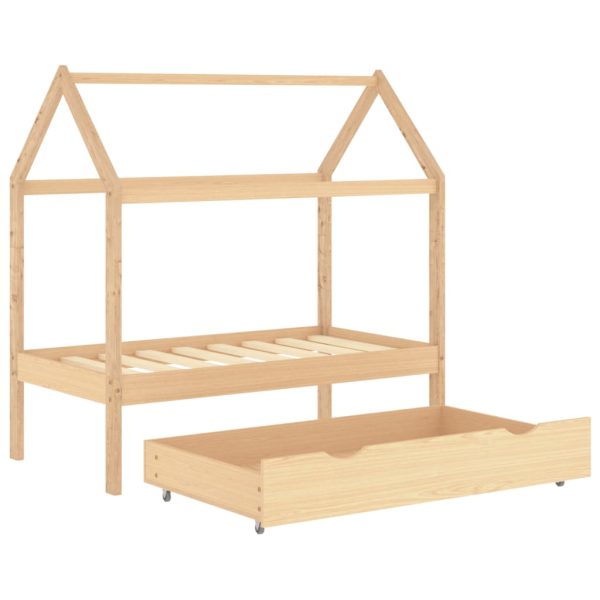 Estrutura de cama para crianças c/ gaveta 70x140cm pinho maciço - Image 5