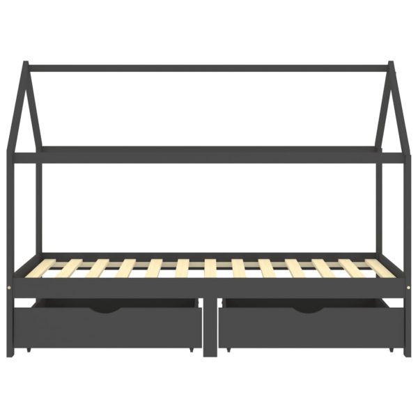 Cama p/ crianças c/ gavetas 90x200 cm pinho maciço cinza-escuro - Image 3