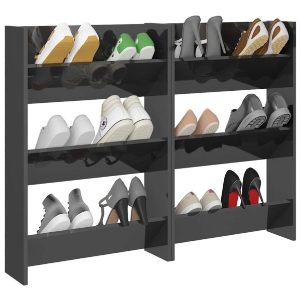 Sapateiras de parede 2pcs 60x18x90 cm contrapl. cinza brilhante - Image 3