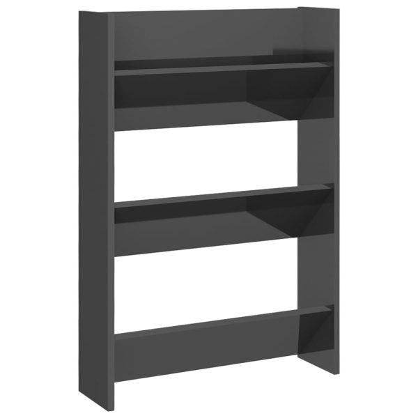 Sapateiras de parede 2pcs 60x18x90 cm contrapl. cinza brilhante - Image 5