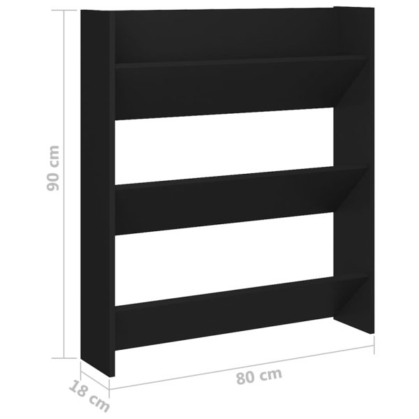 Sapateira de parede 80x18x90 cm contraplacado preto - Image 6
