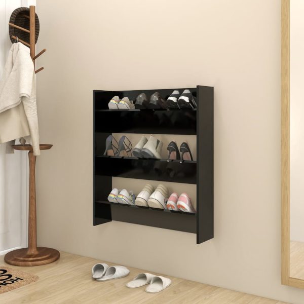 Sapateira de parede 80x18x90 cm contraplacado preto