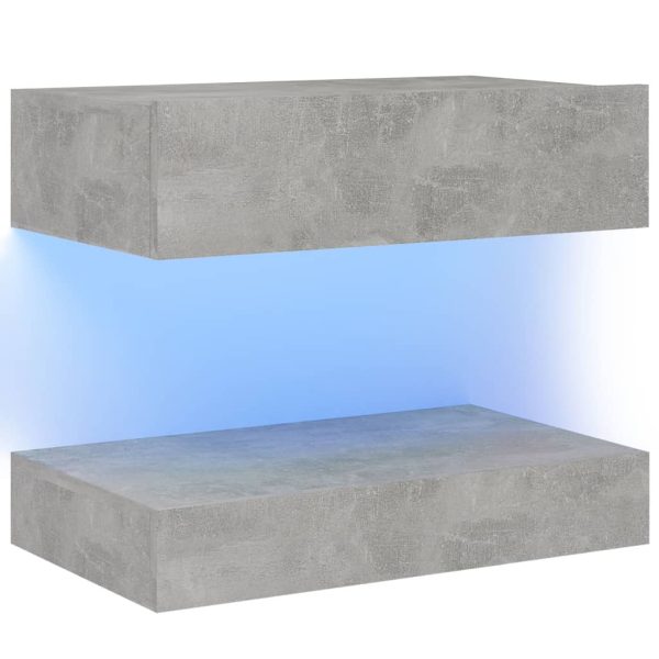 Mesa de cabeceira 60x35 cm contraplacado cinzento cimento - Image 2