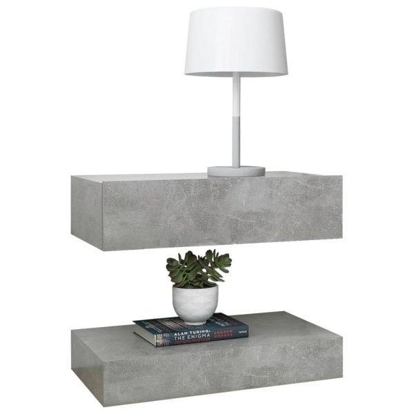 Mesa de cabeceira 60x35 cm contraplacado cinzento cimento - Image 4