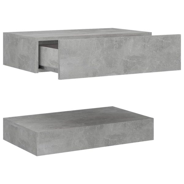 Mesa de cabeceira 60x35 cm contraplacado cinzento cimento - Image 7