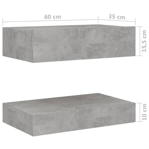 Mesa de cabeceira 60x35 cm contraplacado cinzento cimento - Image 11