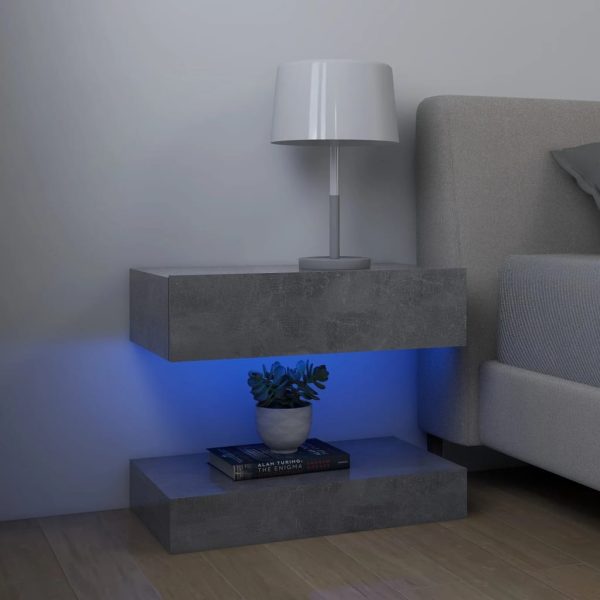 Mesa de cabeceira 60x35 cm contraplacado cinzento cimento