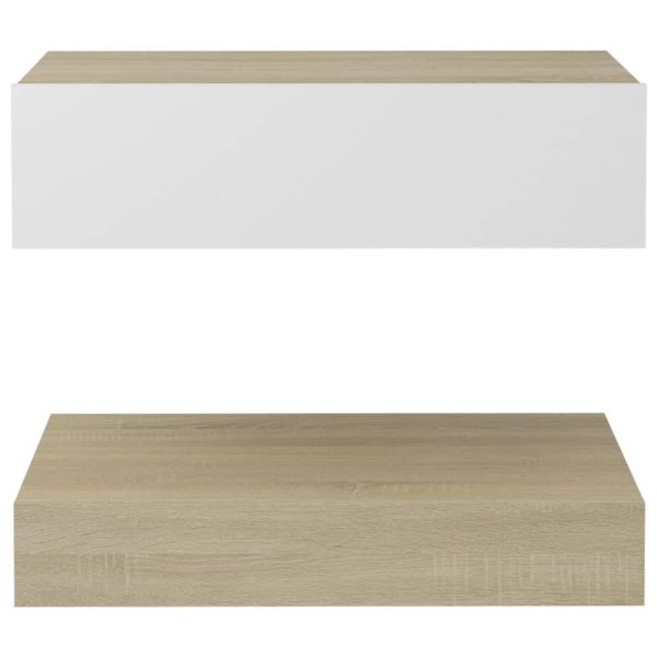 Mesa de cabeceira 60x35 cm contraplacado branco/carvalho sonoma - Image 5