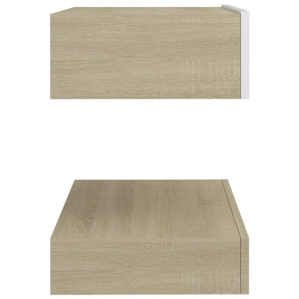 Mesa de cabeceira 60x35 cm contraplacado branco/carvalho sonoma - Image 6