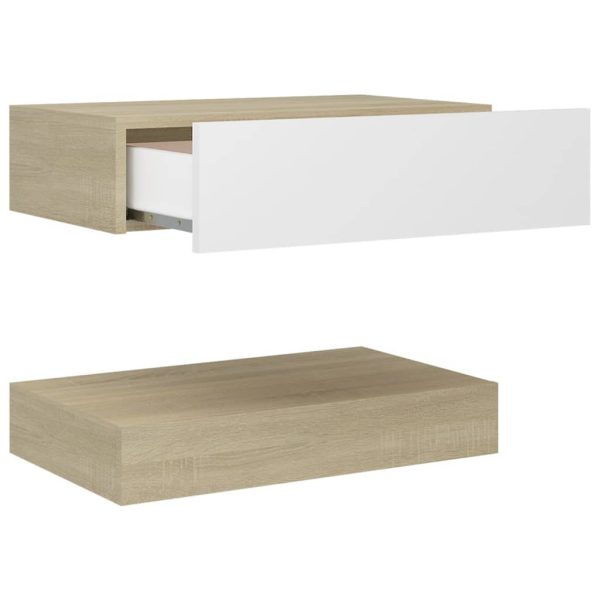 Mesa de cabeceira 60x35 cm contraplacado branco/carvalho sonoma - Image 7