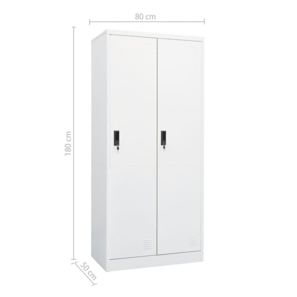 Roupeiro 80x50x180 cm aço branco - Image 10
