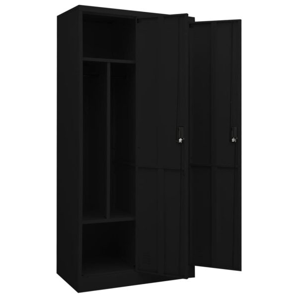 Roupeiro 80x50x180 cm aço preto - Image 5