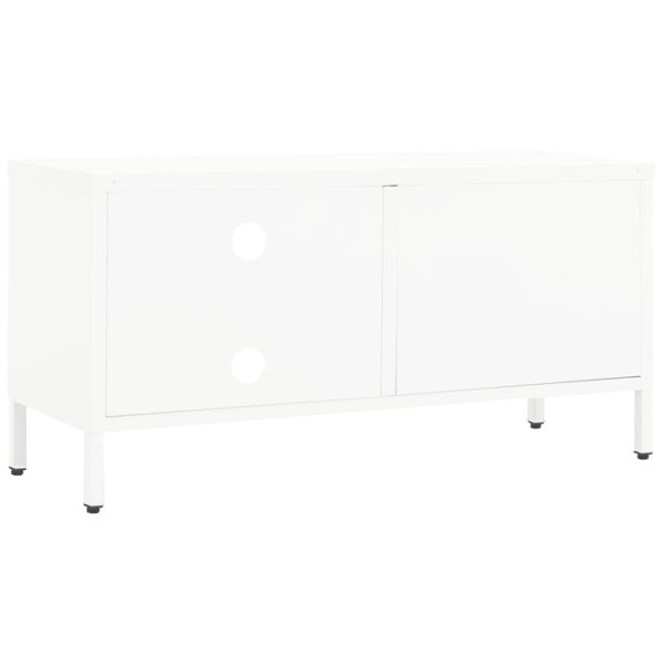 Móvel de TV 90x30x44 cm vidro e aço branco - Image 5