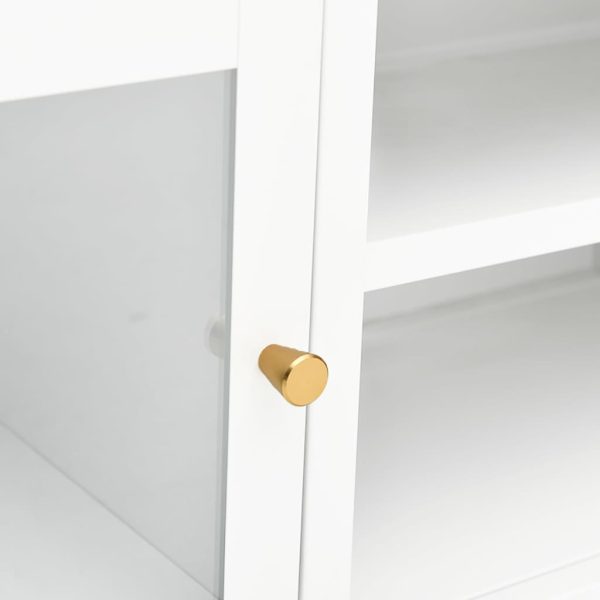 Móvel de TV 90x30x44 cm vidro e aço branco - Image 7