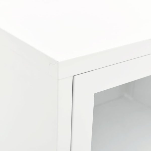 Móvel de TV 90x30x44 cm vidro e aço branco - Image 8