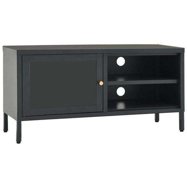 Móvel de TV 90x30x44 cm vidro e aço antracite - Image 2