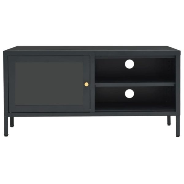 Móvel de TV 90x30x44 cm vidro e aço antracite - Image 3