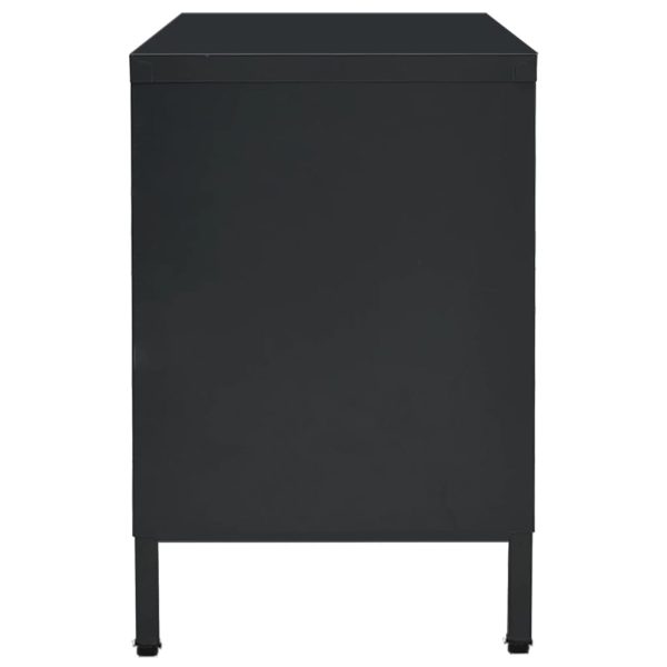 Móvel de TV 105x35x52 cm aço e vidro preto - Image 4