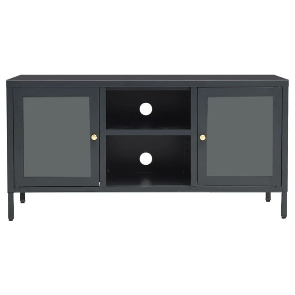Móvel de TV 105x35x52 cm aço e vidro antracite - Image 3