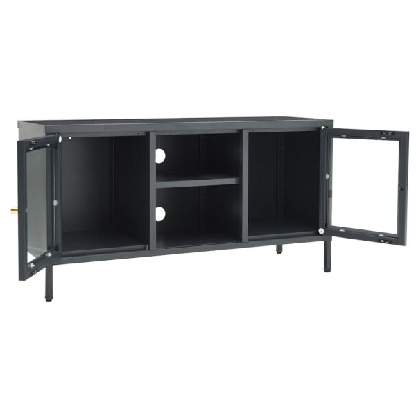 Móvel de TV 105x35x52 cm aço e vidro antracite - Image 6