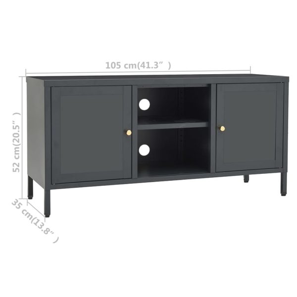 Móvel de TV 105x35x52 cm aço e vidro antracite - Image 10