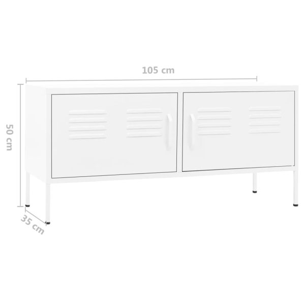 Móvel de TV aço 105x35x50 cm branco - Image 9