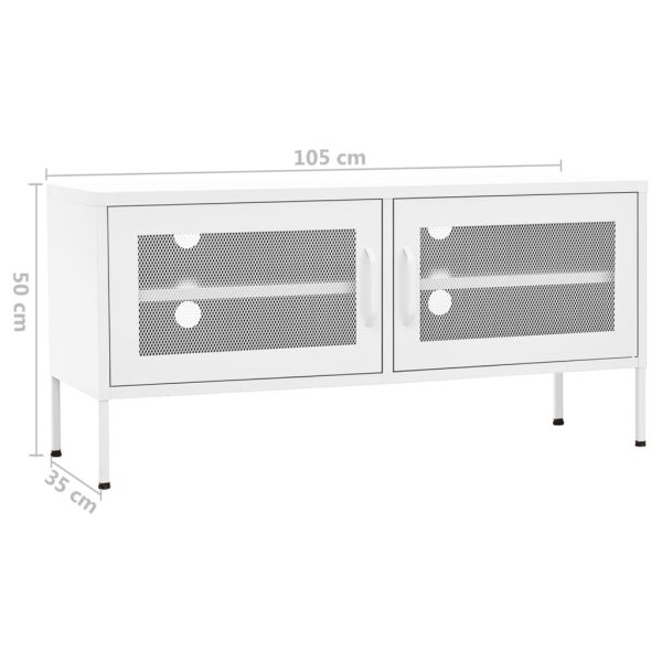 Móvel de TV aço 105x35x50 cm branco - Image 9