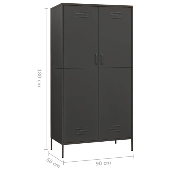 Roupeiro 90x50x180 cm aço antracite - Image 10