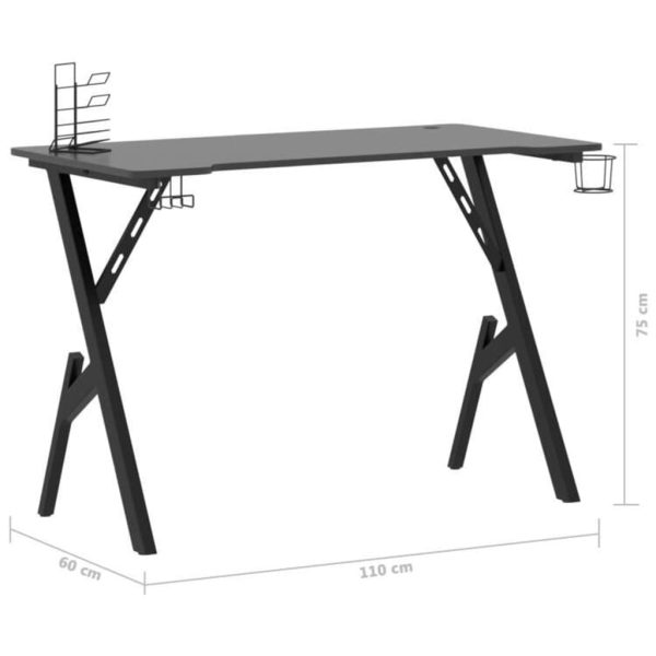 Secretária de gaming c/ pernas em forma de Y 110x60x75 cm preto - Image 9