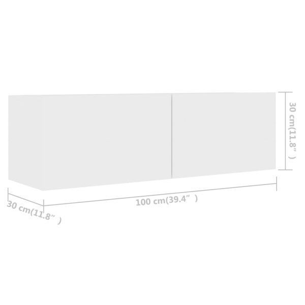 Móveis de TV 4 pcs 100x30x30 cm contraplacado branco - Image 8