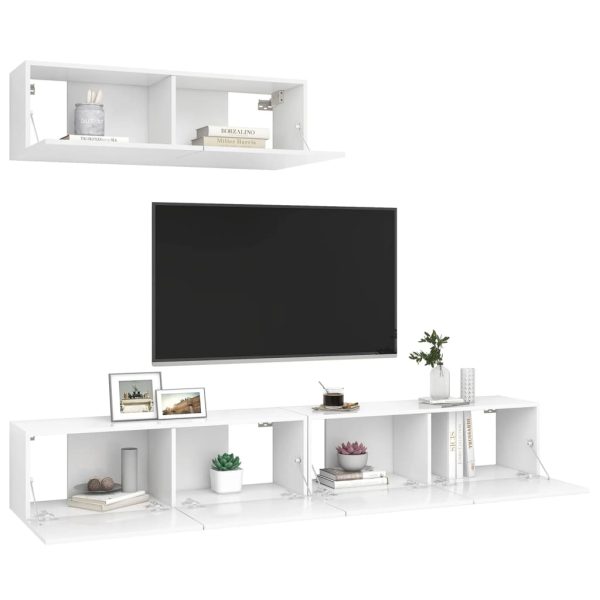 Móveis de TV 3 pcs contraplacado branco - Image 3