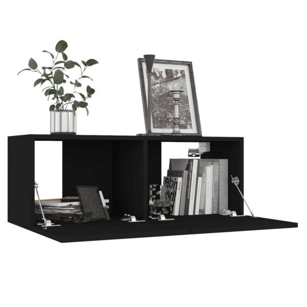 Móveis de TV 4 pcs 80x30x30 cm contraplacado preto - Image 4