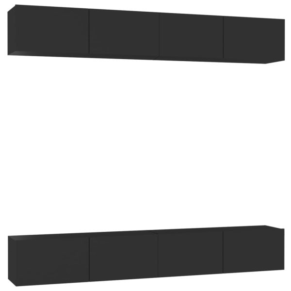 Móveis de TV 4 pcs 100x30x30 cm contraplacado preto - Image 2