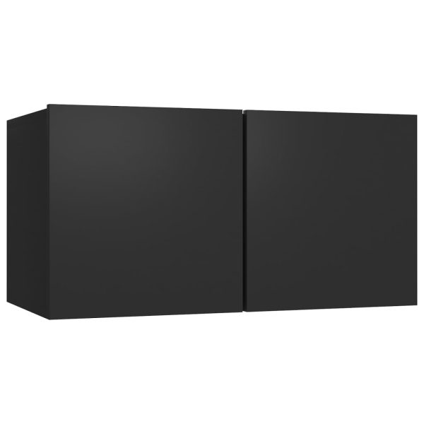 2 pcs conjunto de móveis de TV contraplacado preto - Image 4